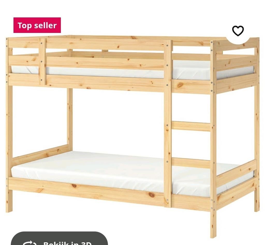 Ikea stapelbed MYDAL, Ophalen, 90 cm, 160 tot 180 cm, Tweepersoons
