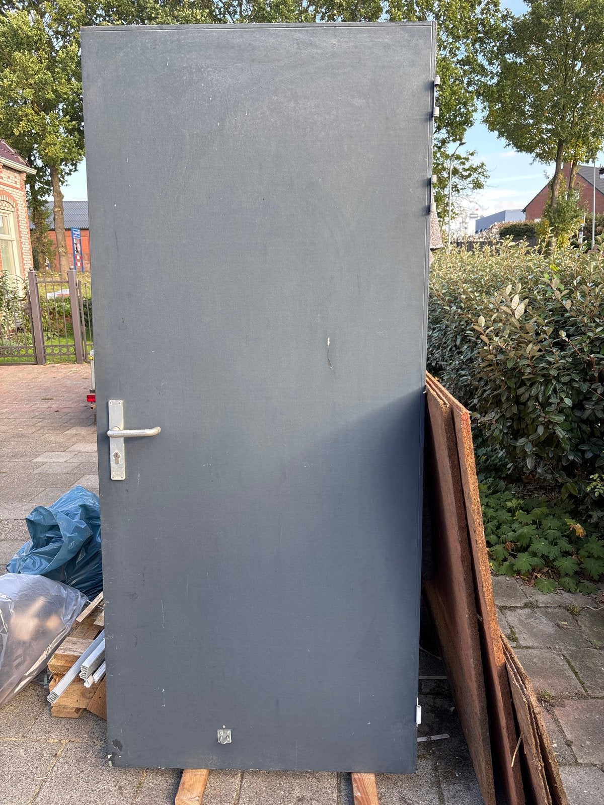 Stevige Buitendeur - Grijs (212,5 x 93 cm), Ophalen, Gebruikt, 80 tot 100 cm, 215 cm of meer