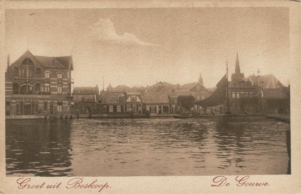 Boskoop Groet uit De Gouwe, Verzenden, 1920 tot 1940, Ongelopen, Zuid-Holland