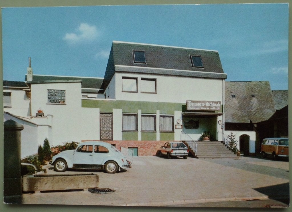 Gering - Duitsland - Pension Schwab - oude autos - VW Ford, Ophalen of Verzenden, 1960 tot 1980, Ongelopen, Duitsland