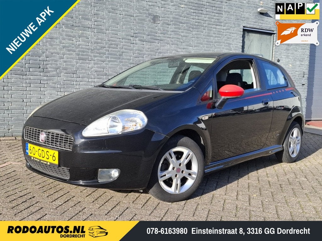 Fiat Grande Punto 1.4 GP 3-Drs Nieuwe APK ✅ (bj 2008), 4 cilinders, 400 kg, Grande Punto, Zwart