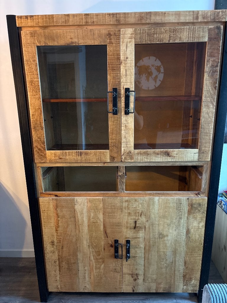 Robuuste mango houten kast, Gebruikt, 100 tot 150 cm, Met lade(s), Industrieel, Robuust