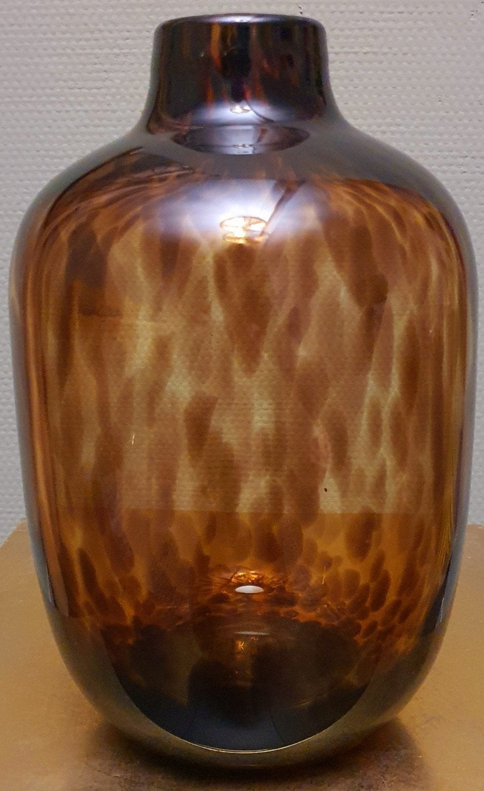Vaas glas panter uniek  mond geblazen groot hoogte 28 cm, Ophalen of Verzenden