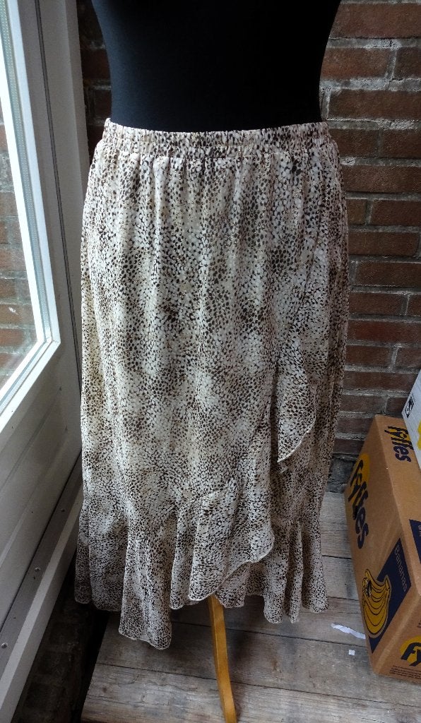 Beige Flamant Rose rok met bruin wit en goud spikkels mt M/L, Maat 38/40 (M), Verzenden, Beige, Flamant Rose