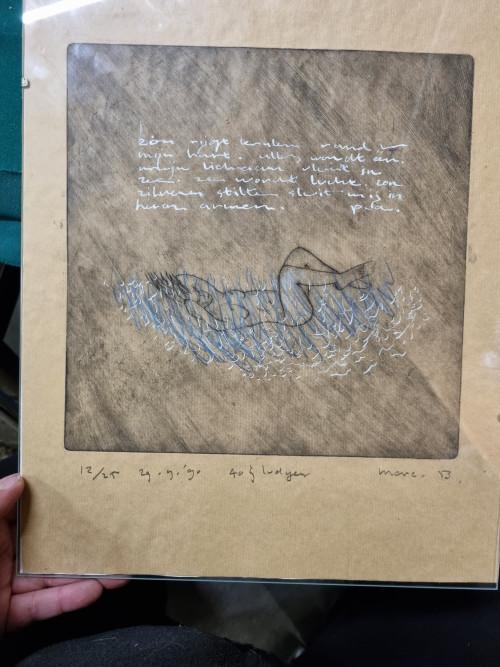 -	Tekening naakte vrouw marc b, Huis en Inrichting, Woonaccessoires | Schilderijen, Tekeningen en Foto's, Ophalen of Verzenden