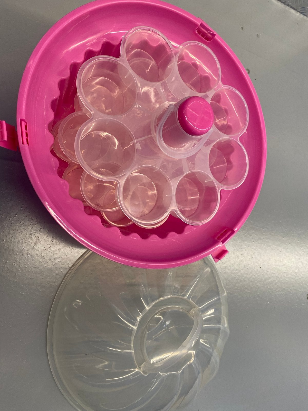 Roze cupcakehouder/transportbox met 24 vakjes, Ophalen, Kunststof, Roze, Overige typen