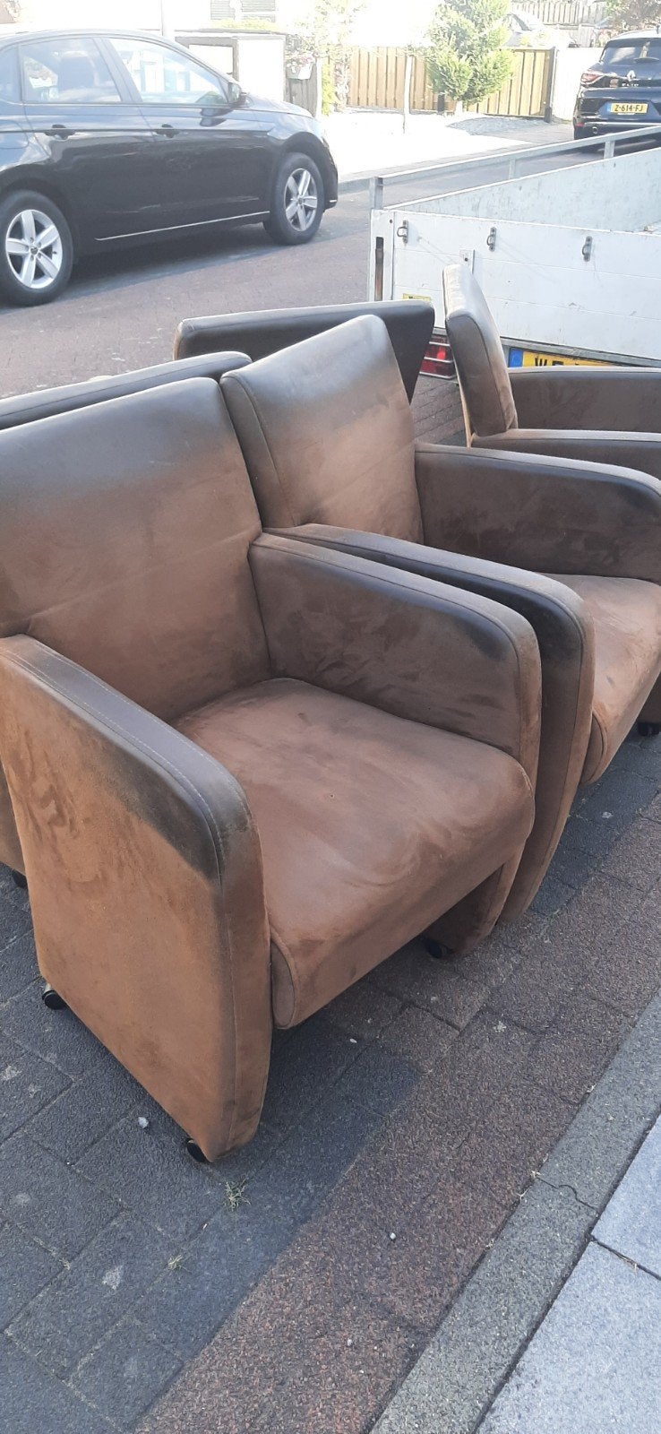 6 Comfortabele eettafel stoelen met wielen, wieltjes gratis, Ophalen, Gebruikt