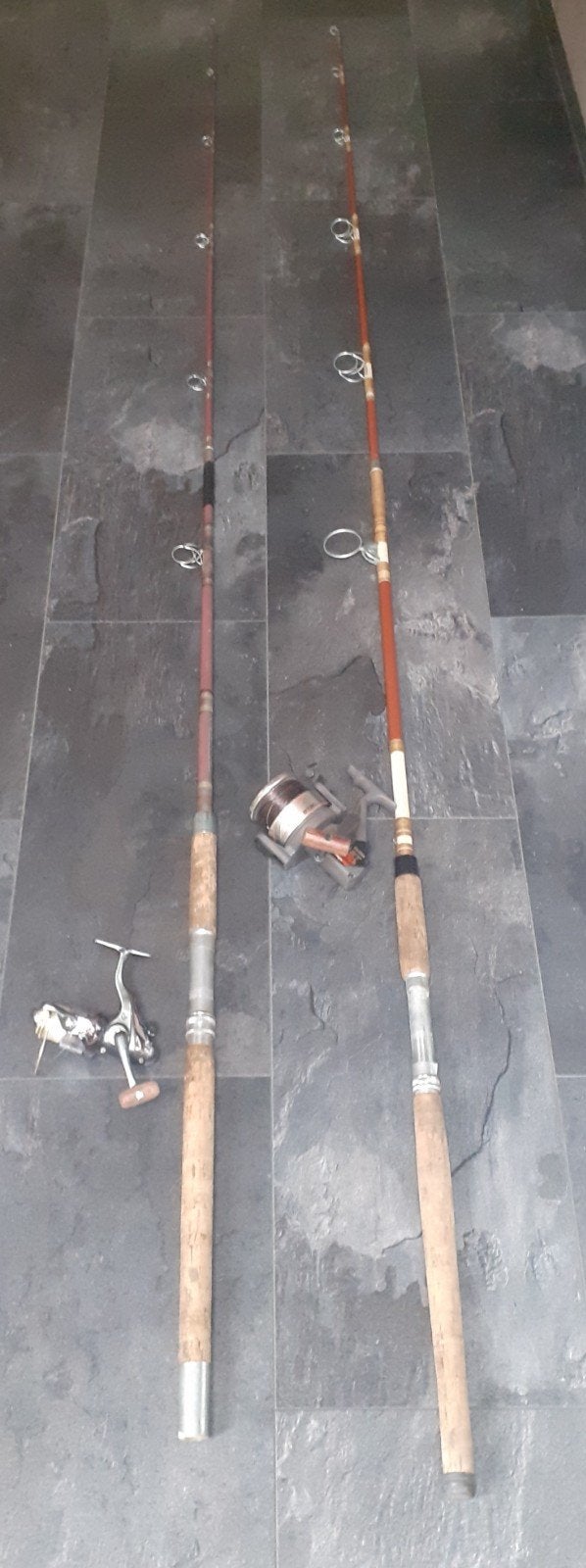 2 werphengels 1 x zeevishengel  1 x snoek(baars) hengel, Watersport en Boten, Ophalen, Gebruikt, Werphengel