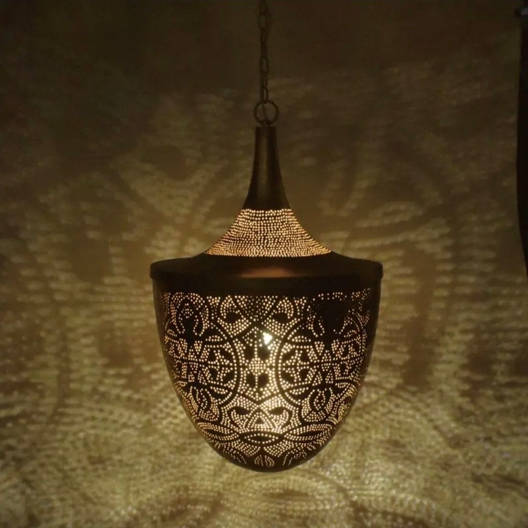 Oosterse / Arabische hanglamp filigrain goud, Huis en Inrichting, Oosters /Arabisch / Indiaas, Nieuw, Metaal, E27 (groot)