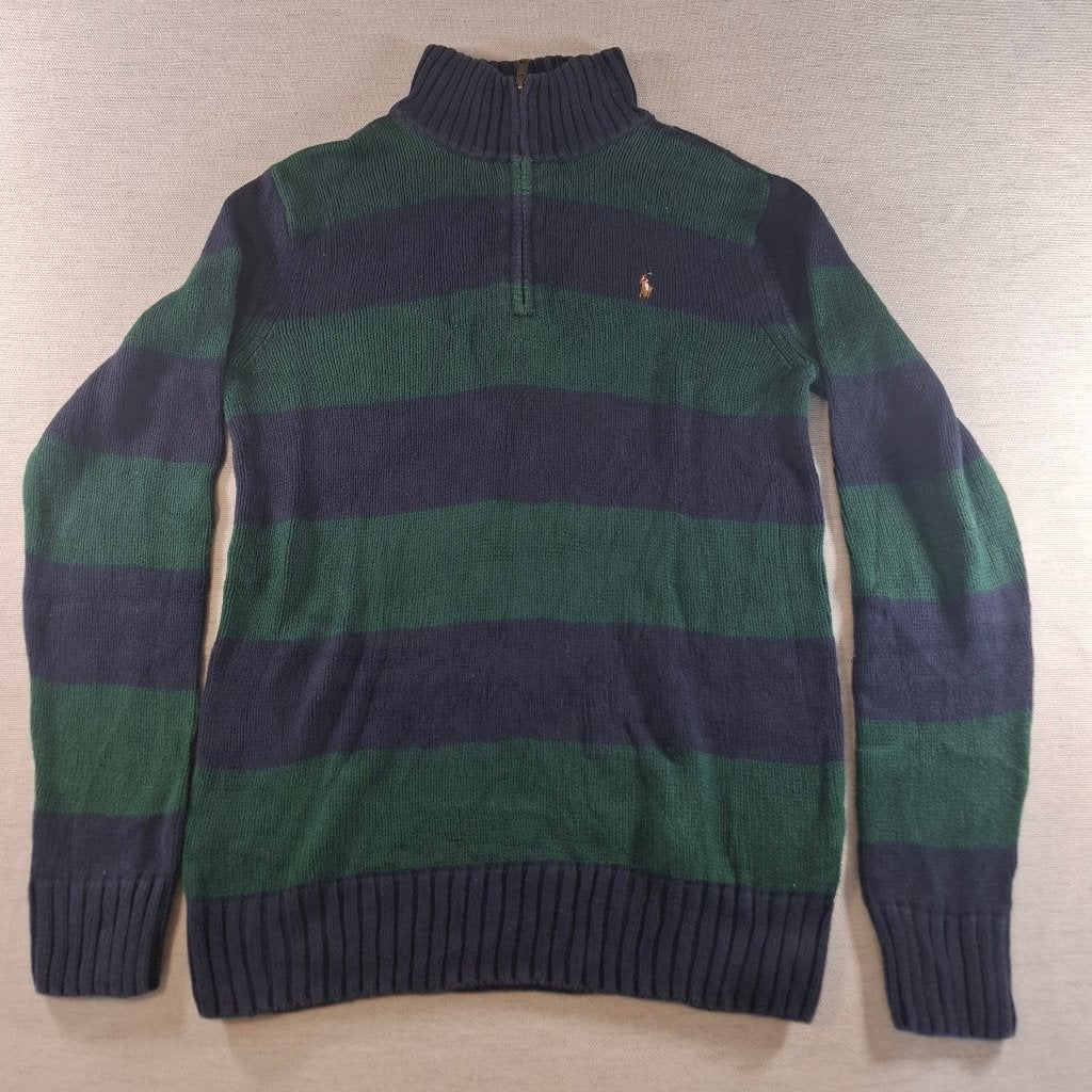 Polo Ralph Lauren trui 1/4 rits Blauw/Groen, Maat L 16/18jr, Verzenden, Trui of Vest, Zo goed als nieuw, Polo Ralph Lauren