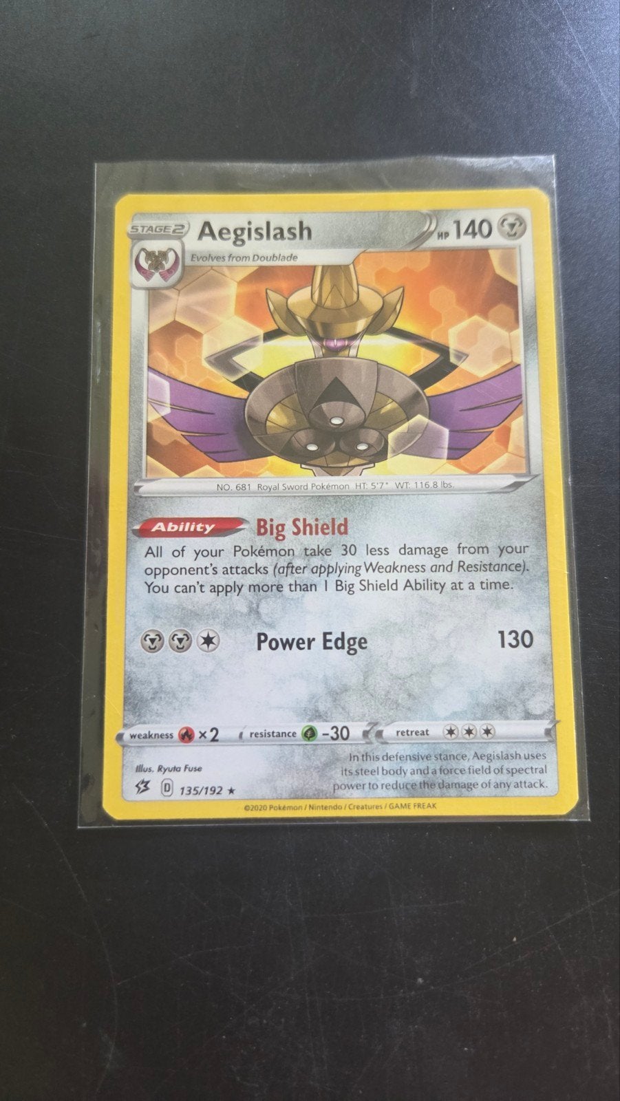 Aegislash (rare) 135/192 Rebel Clash Pokémon kaart, Verzenden, Zo goed als nieuw, Losse kaart