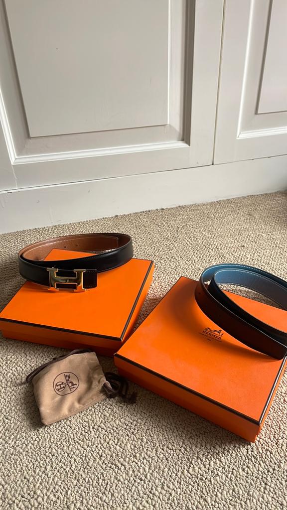 Twee nieuwe authentieke hermes riemen heren 90, Ophalen of Verzenden, Riem of Ceintuur, Echt leder, Zwart