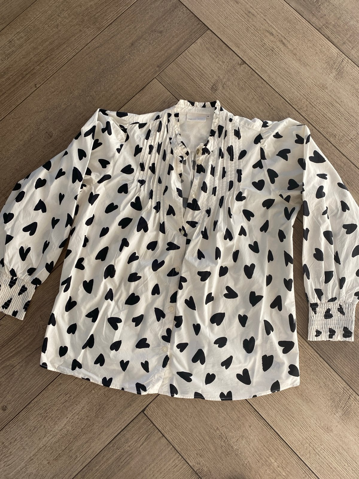 Fabienne Chapot blouse met hartjesprint - Maat 40, Ophalen of Verzenden, Gedragen, Maat 38/40 (M), Wit