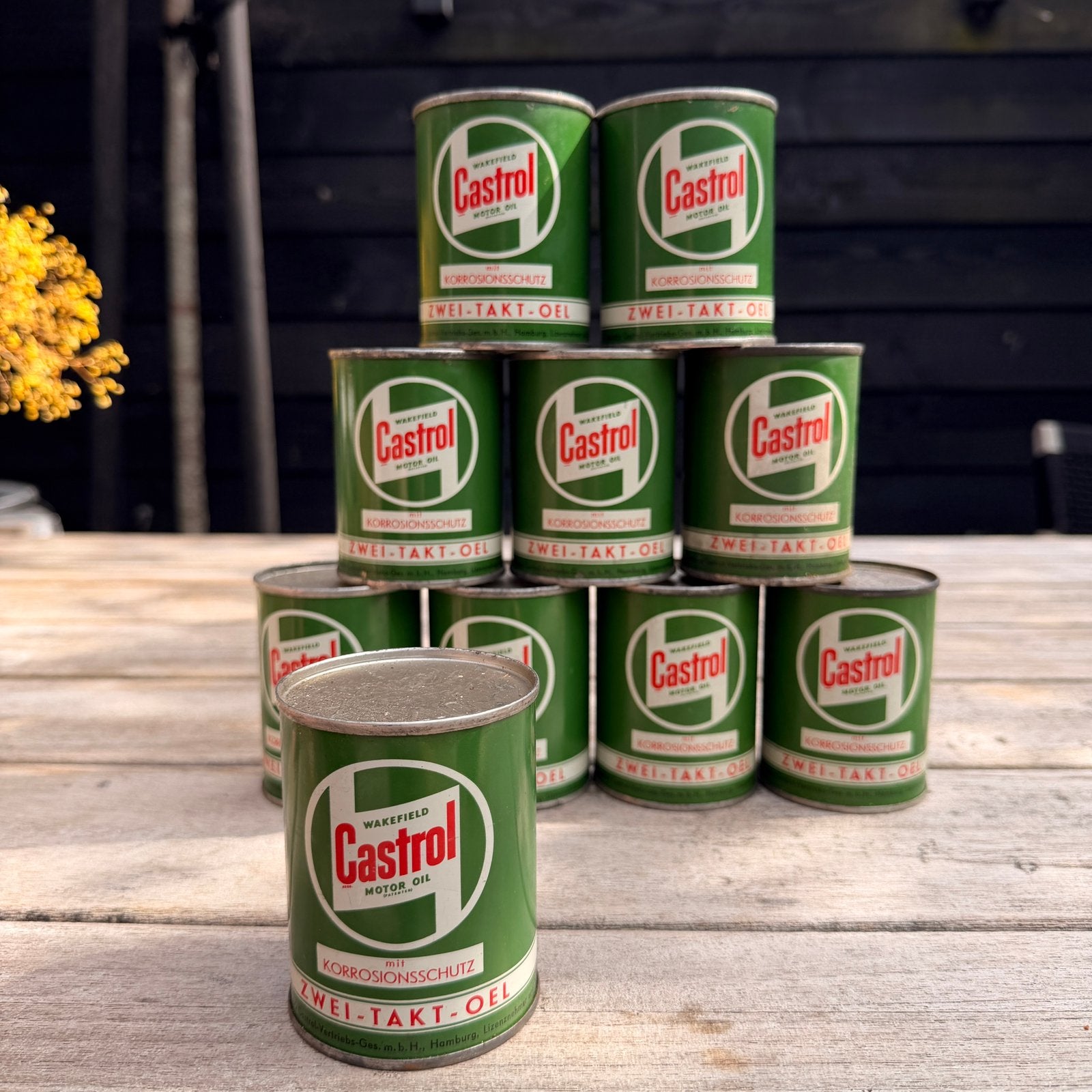 1960 Castrol Olieblik Tweetakt Zwei Takt Brommer ongeopend, Verzamelen, Ophalen of Verzenden, Nieuw, Overige typen