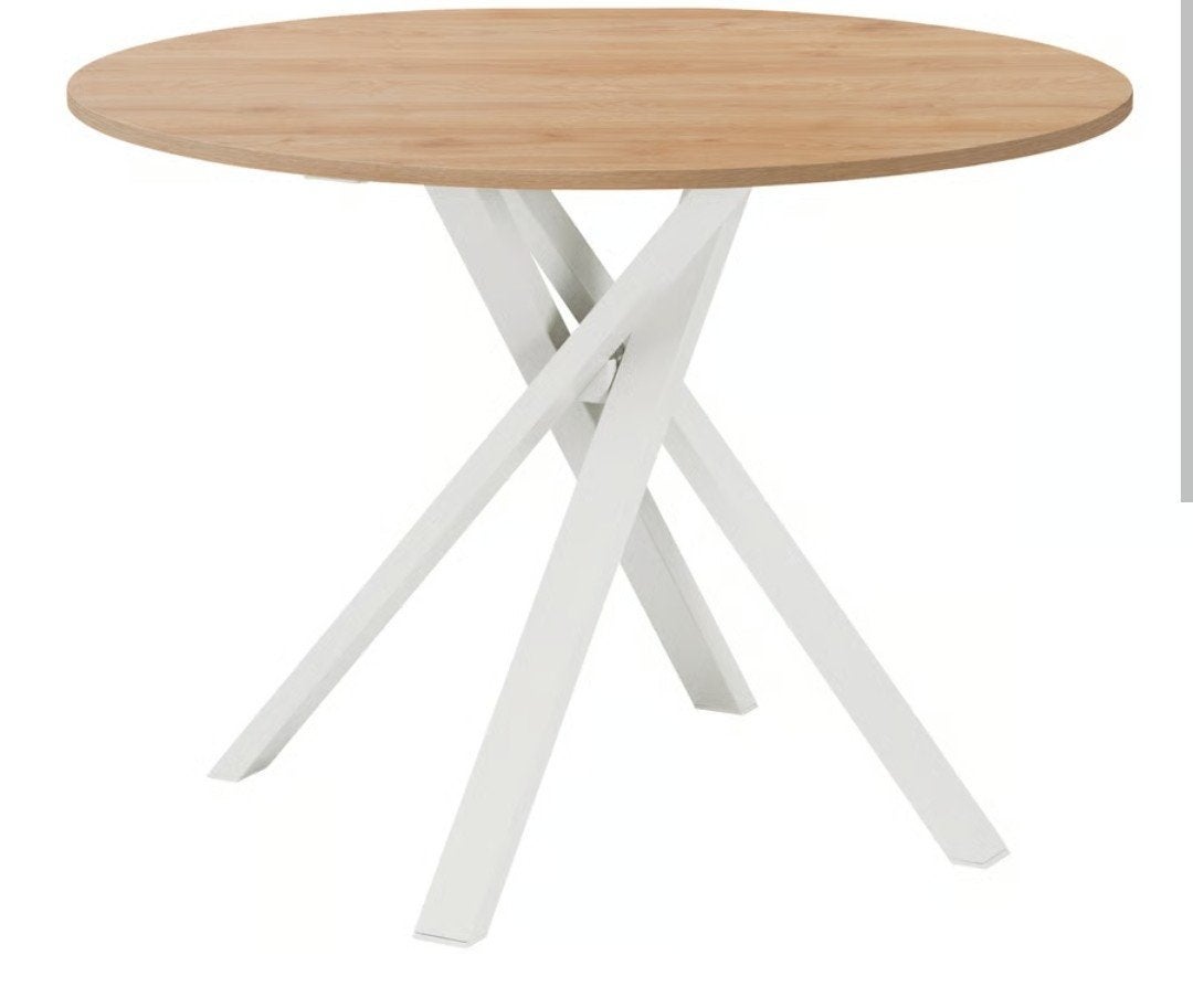 Ikea Mariedamm tafel  met wit onderstel - 105 cm diameter, Overige houtsoorten, Gebruikt, Modern, Scandinavisch, Rond