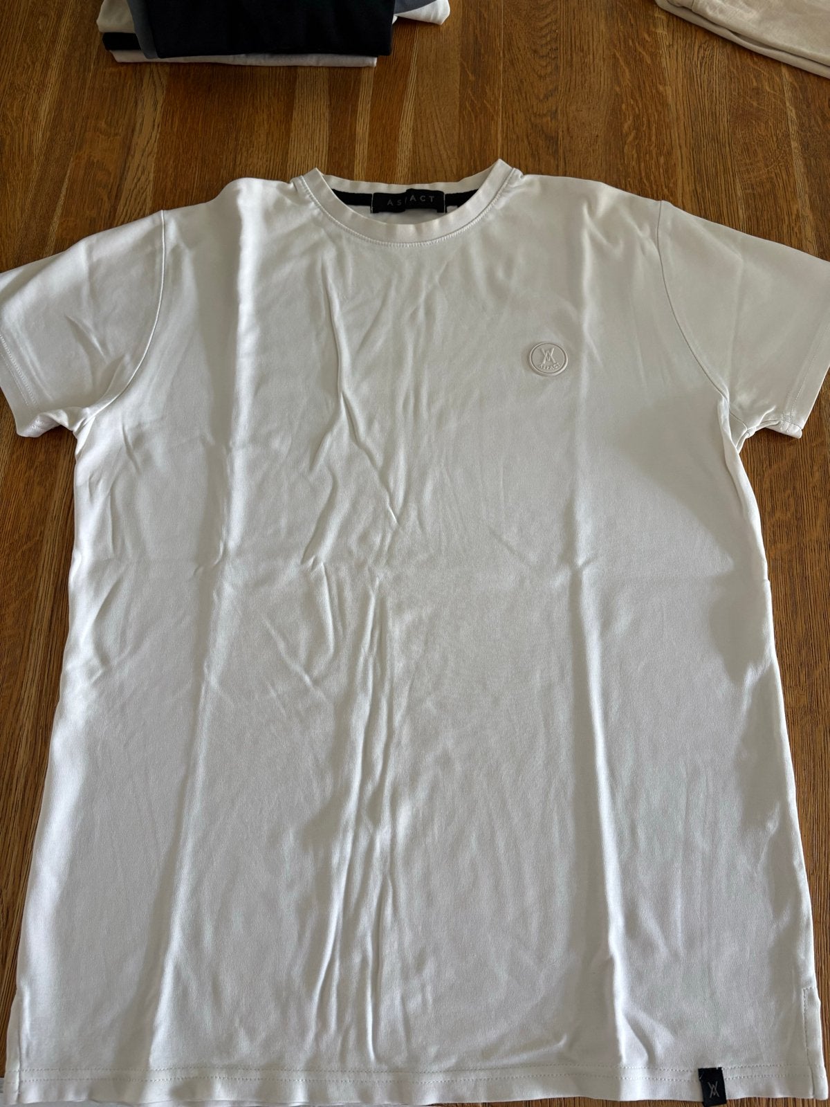 Wit T-shirt met opdruk achterkant - Aspact, Ophalen, Gedragen, Maat 46 (S) of kleiner, Wit