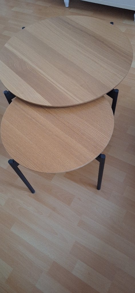 Salontafel eiken 2delig, Ophalen, Gebruikt, 100 tot 150 cm, Rond