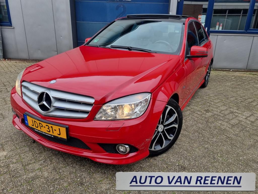 MERCEDES C-KLASSE 1.8 KOMRESSOR 2010 FIRE OPAL AMG PAKKET, Achterwielaandrijving, Zwart, Leder en Stof, Bedrijf