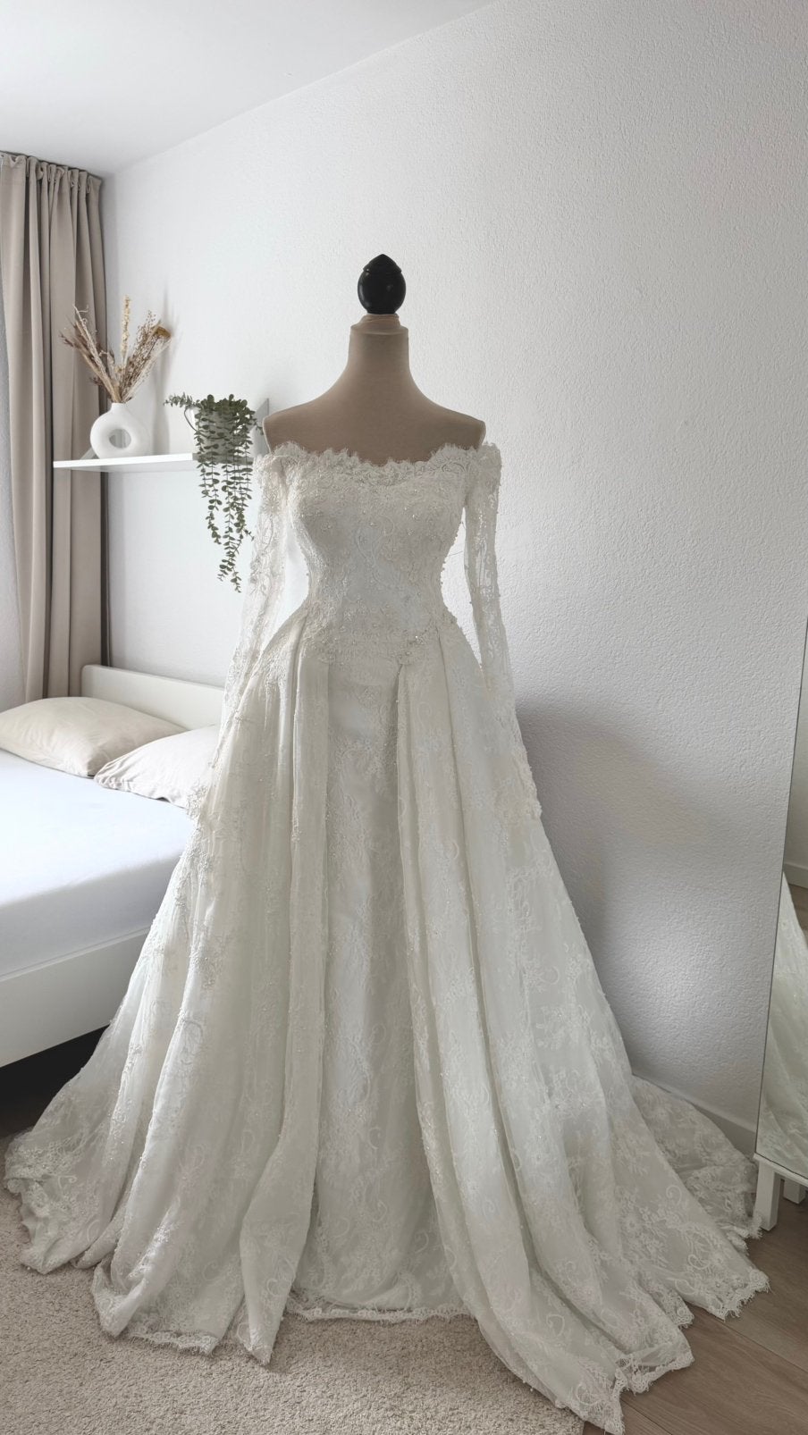 Off-shoulder trouwjurk, Ophalen of Verzenden, Gedragen, Wit, Trouwjurk