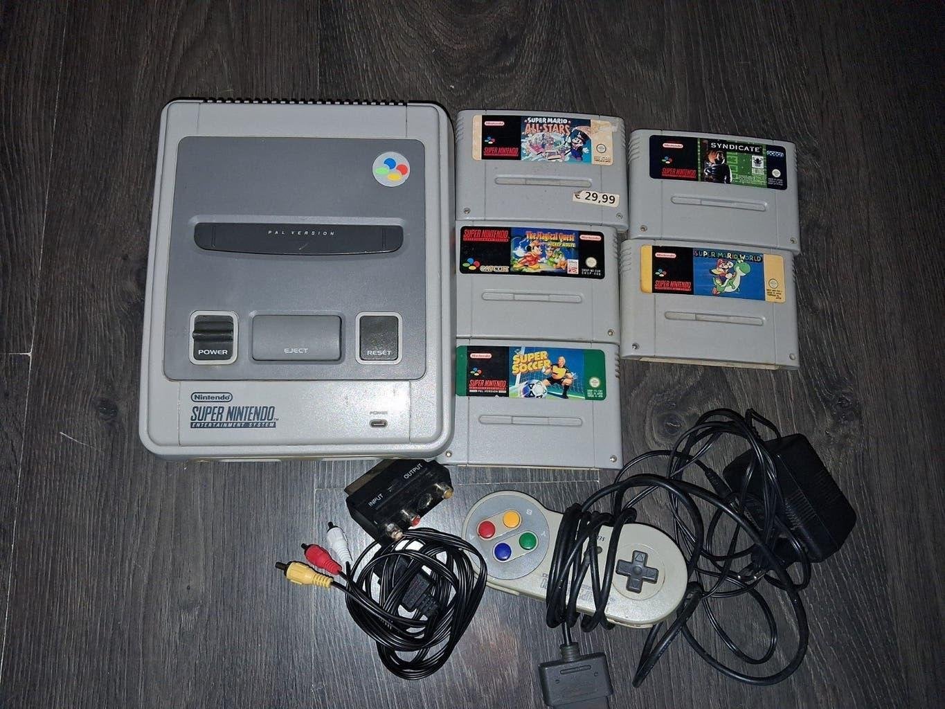 Super Nintendo SNES Console + 5 Games - PAL Versie, Spelcomputers en Games, Games | Nintendo Super NES, Gebruikt, Platform, 1 speler