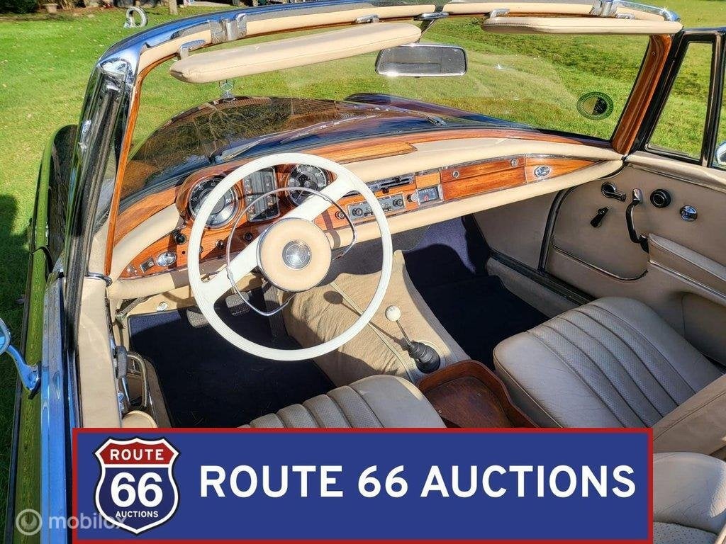 Mercedes-Benz 220SE Cabriolet | 1965 | Route 66 Auctions, Overige carrosserieën, Zwart, Mercedes-Benz, Bedrijf