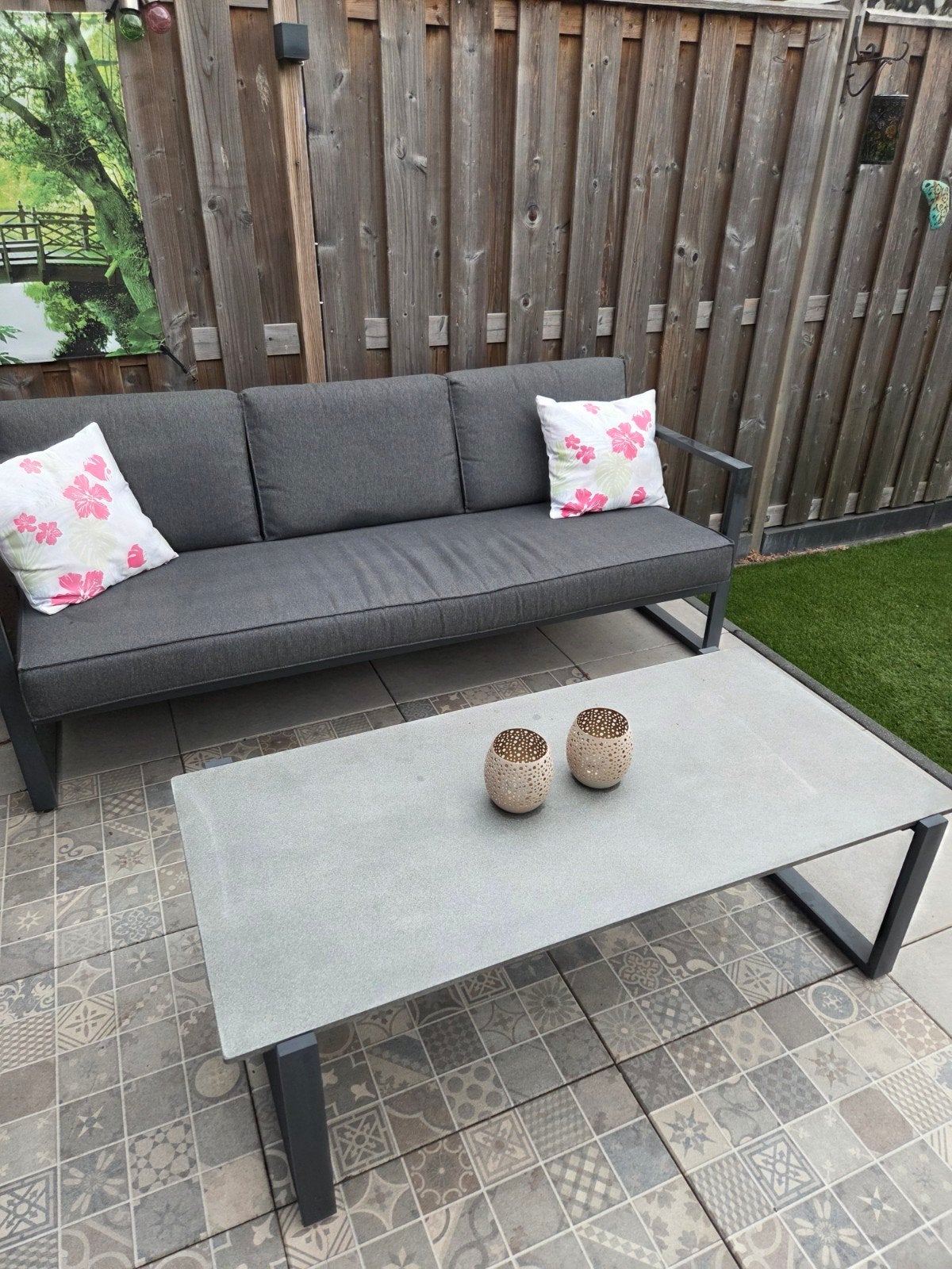 Moderne aluminium loungeset met 3-zitsbank en 2 stoelen, Ophalen, 5 zitplaatsen, Bank, Aluminium