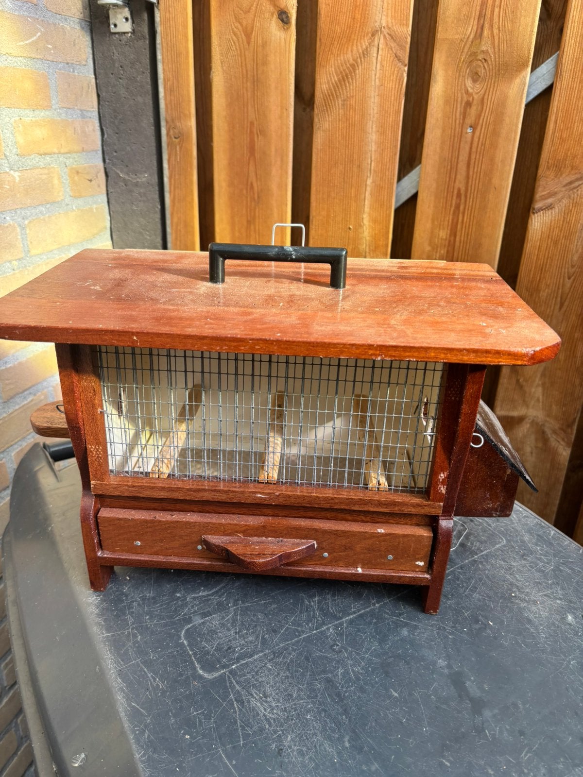 Houten Zangkooi, Dieren en Toebehoren, Vogels | Hokken en Kooien, Ophalen, Gebruikt, Hout, Vogelkooi