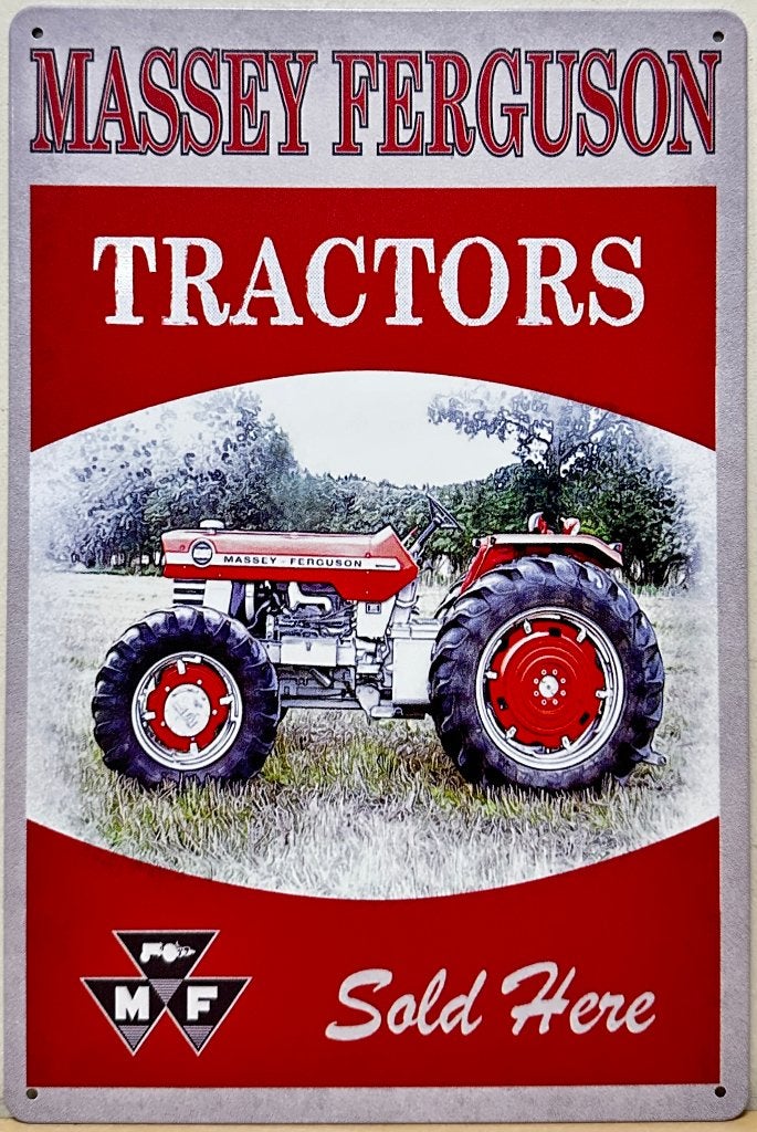 Massey Ferguson tractors sold here reclamebord van metaal