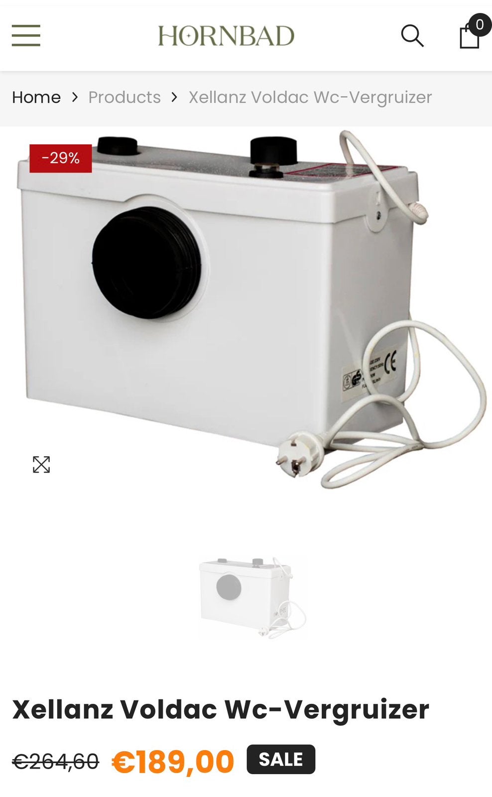 Xellanz Voldac Wc-Vergruizer ( broyeur 600w flow 270l/min ), Ophalen, Nieuw, Toilet