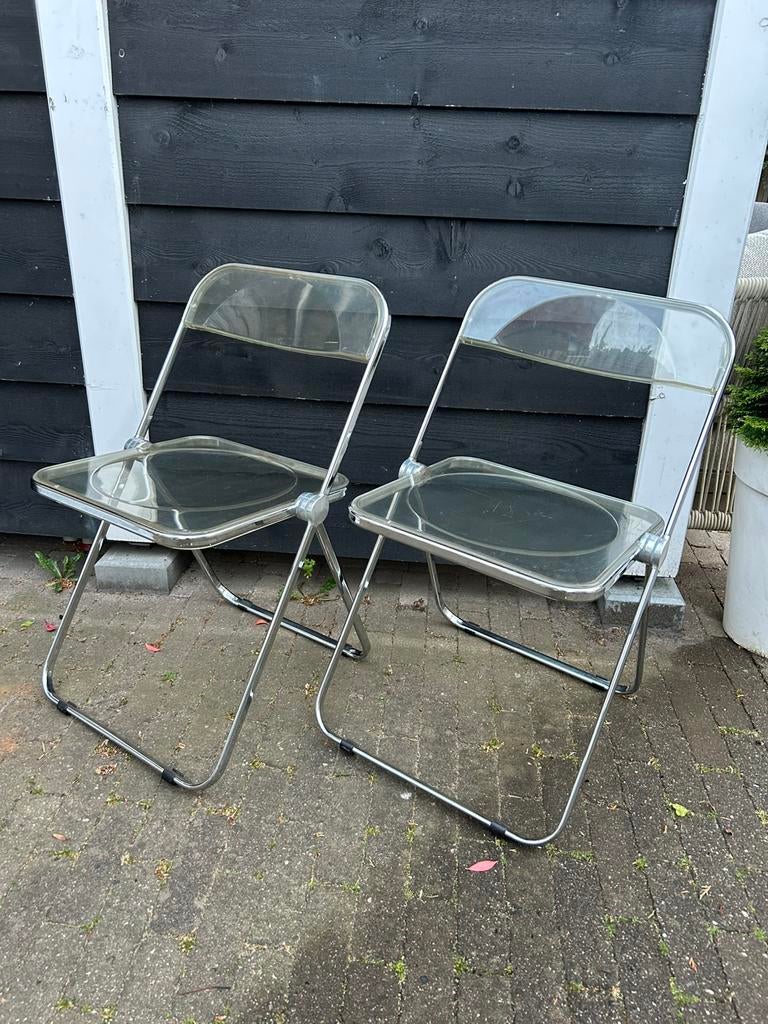 2 x midcentury Plia klapstoel / G. Piretti Anonima Castelli, Huis en Inrichting, Stoelen, Ophalen, Gebruikt, Twee, Overige kleuren