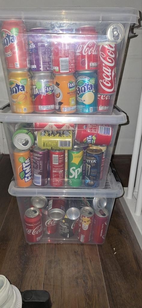 Grote collectie lege frisdrankblikjes (Fanta, Coca-Cola), Ophalen of Verzenden, Gebruikt