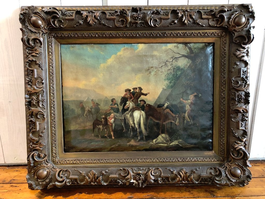 Oud Hollands schilderij van navolger Ph Wouwerman, Antiek en Kunst, Kunst | Schilderijen | Klassiek, Ophalen, Doek, Oud hollands