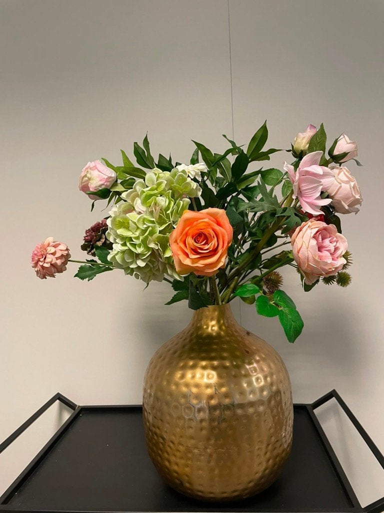 kunstbloemen met vaas, Ophalen, Roze, Overige materialen, Nieuw