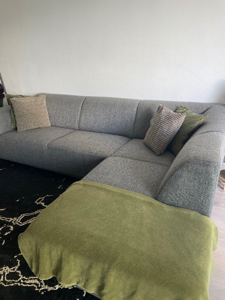 Grijze bankstel, Huis en Inrichting, Ophalen, Gebruikt, 100 tot 125 cm, Hoekbank