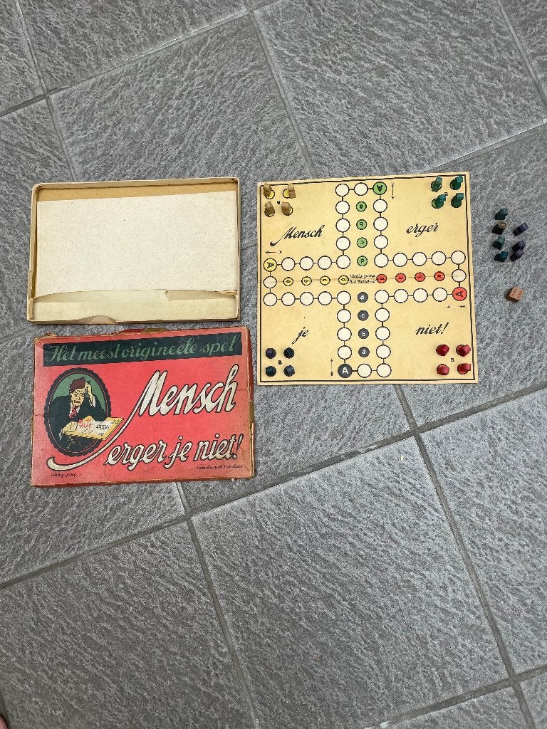 Antiek Jumbo bordspel Mensch erger je niet! ca. 1945-1946, Ophalen, Gebruikt