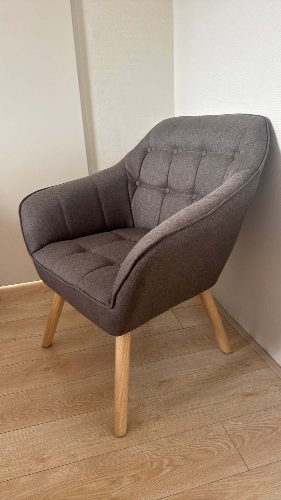 Fauteuil 74x70x85 cm in donkergrijze stof, Huis en Inrichting, Ophalen, 75 tot 100 cm, Zo goed als nieuw, Stof