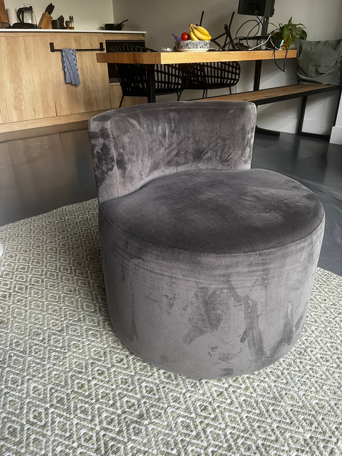 Keijser&Co fauteuil rond met rug | Hocker Pomme, Huis en Inrichting, Banken | Voetenbanken en Poefen, Ophalen, Zo goed als nieuw