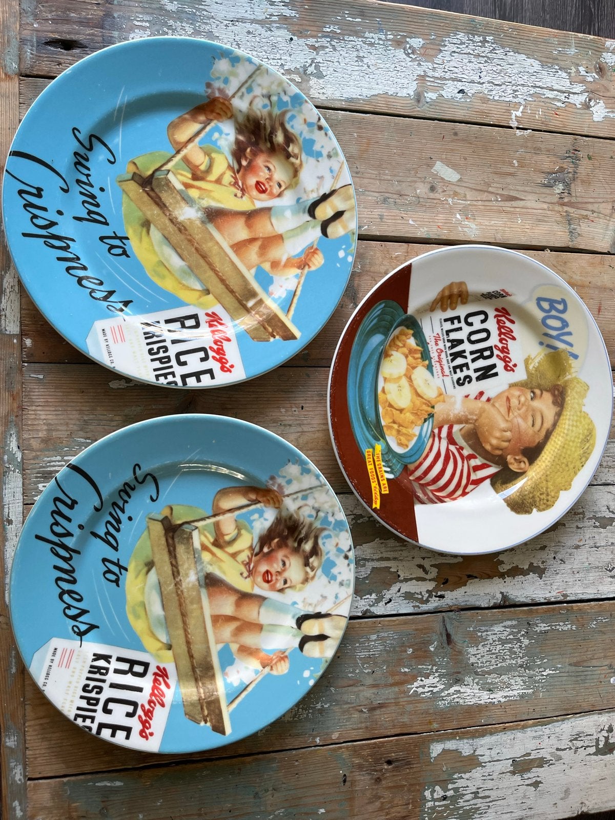 3 Vintage Kellogg's Borden borden - Kleurrijk en in perfecte, Ophalen of Verzenden