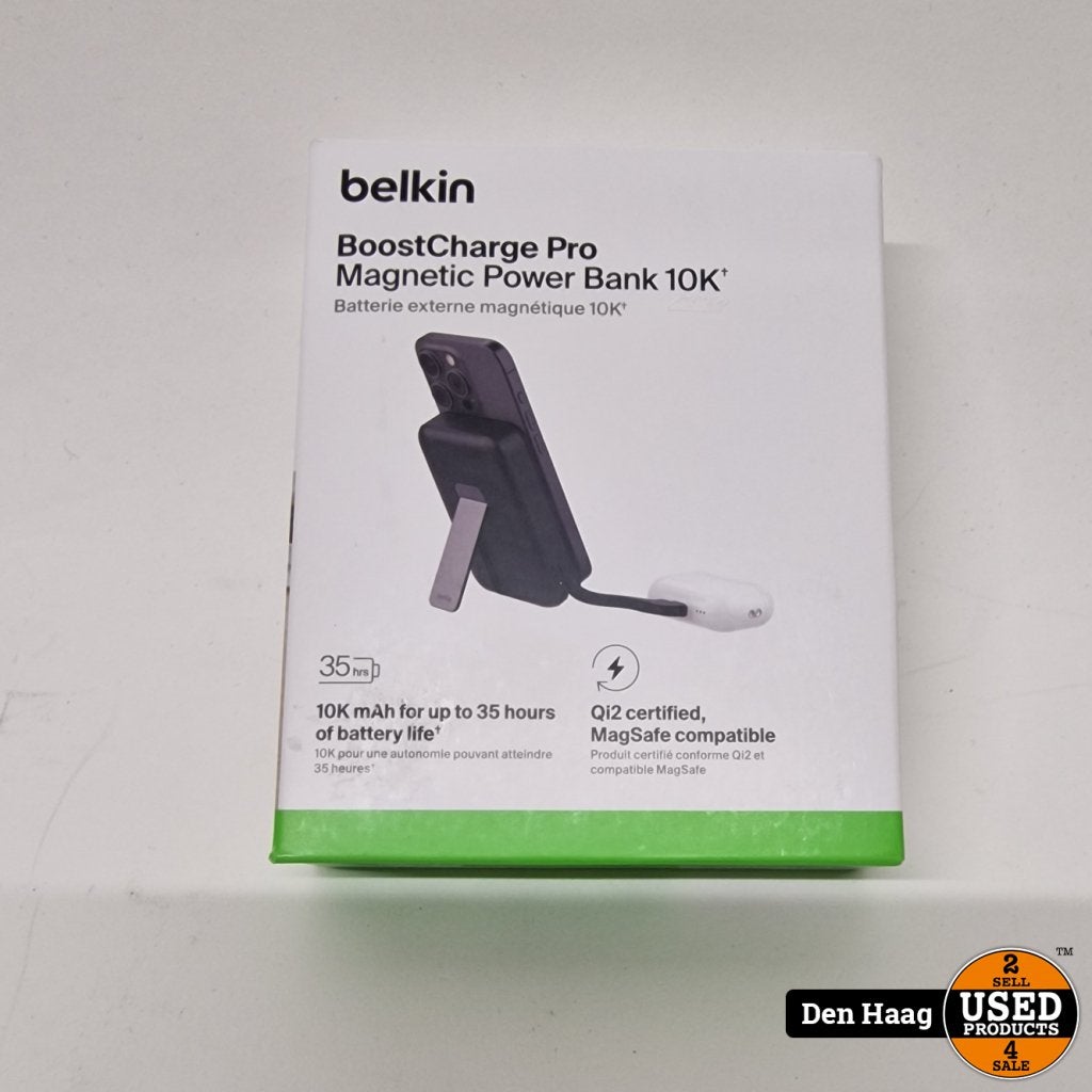 Belkin BoostCharge Pro magnetische powerbank 10K + Kabel, Telecommunicatie, Mobiele telefoons | Telefoon-opladers, Belkin, Gebruikt