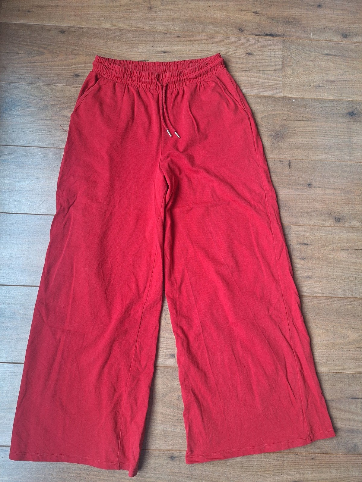 Zara rode wijde broek maat L met elastische tailleband, Ophalen of Verzenden