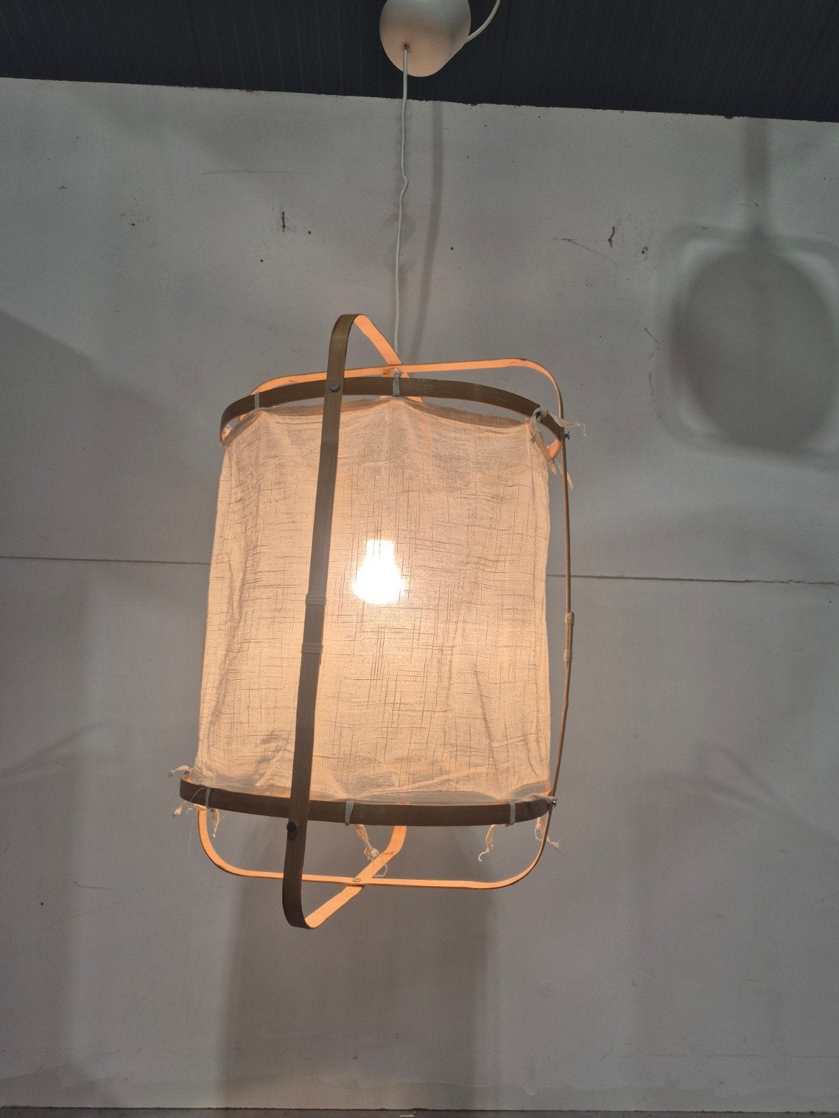 japandi stijl linnen bamboe hanglamp, Huis en Inrichting, Onbekend, Ophalen of Verzenden, Zo goed als nieuw, Onbekend