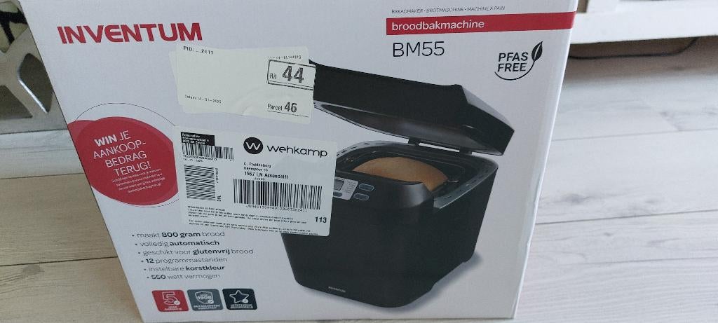Broodbakmachine Inventum, Witgoed en Apparatuur, Broodbakmachines, Kijkvenster, Nieuw, 400 tot 800 gram deeg, Ophalen