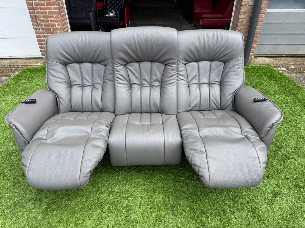 Bankstel Himolla grijs leren relax elektrisch bank ZGAN, Ophalen, Geen, Pahest@hotmail.nl, Design