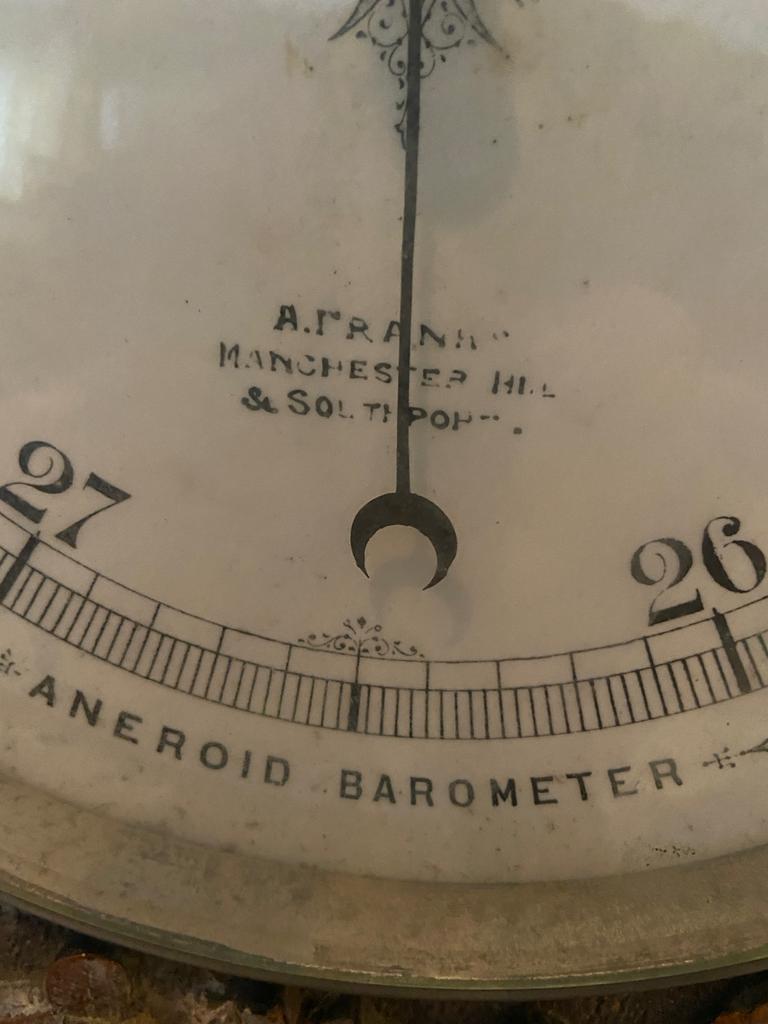Antieke Barometer A. Frank Manchester Hill & Southport, Ophalen of Verzenden, Gebruikt, Barometer