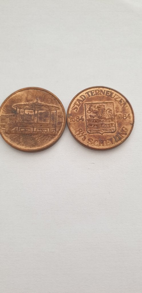 2909 stad terneuzen muziekpodium 8 1/3 schelling 1984, Postzegels en Munten, Verzenden, Overige materialen