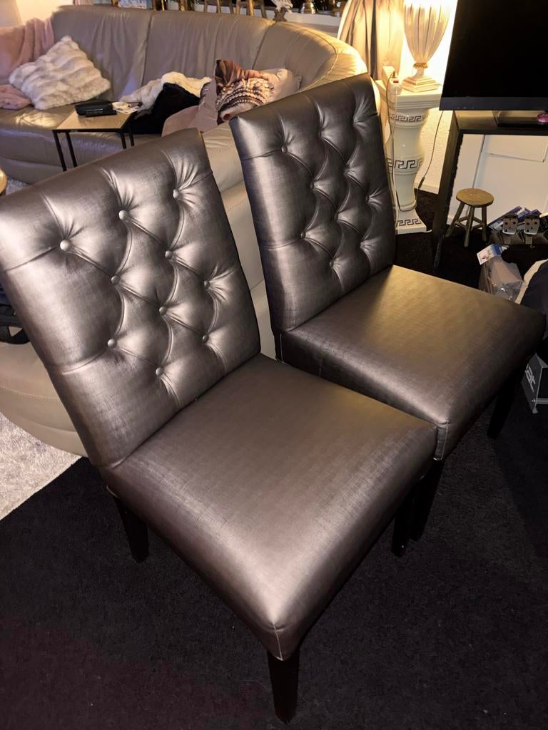 2 Eric Custer stijl stoelen - Elegant en comfortabel, Gebruikt, Twee, Ophalen of Verzenden, Stof