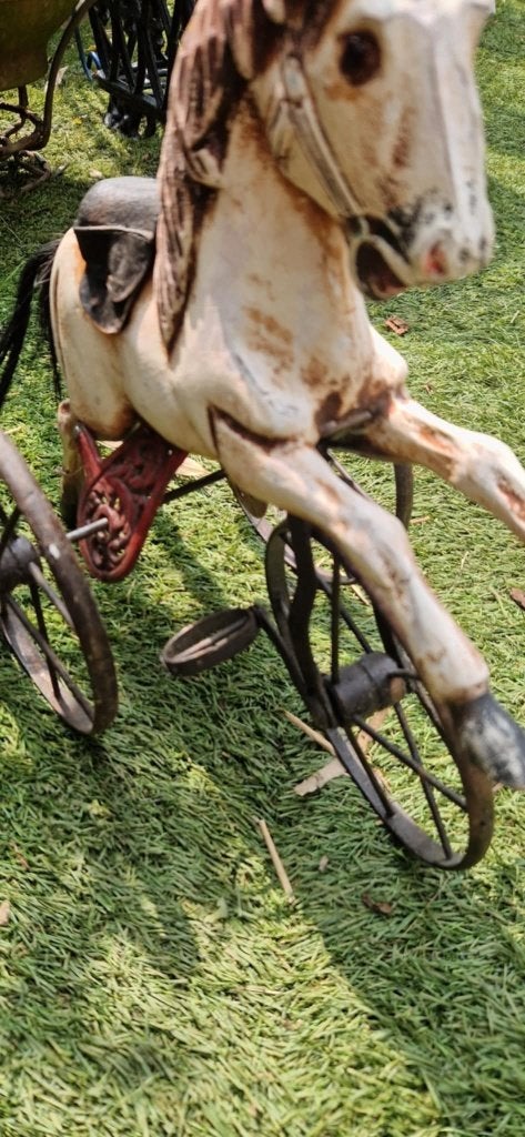Prachtig antiek houten driewieler sierpaard (brocante), Antiek en Kunst, Ophalen of Verzenden