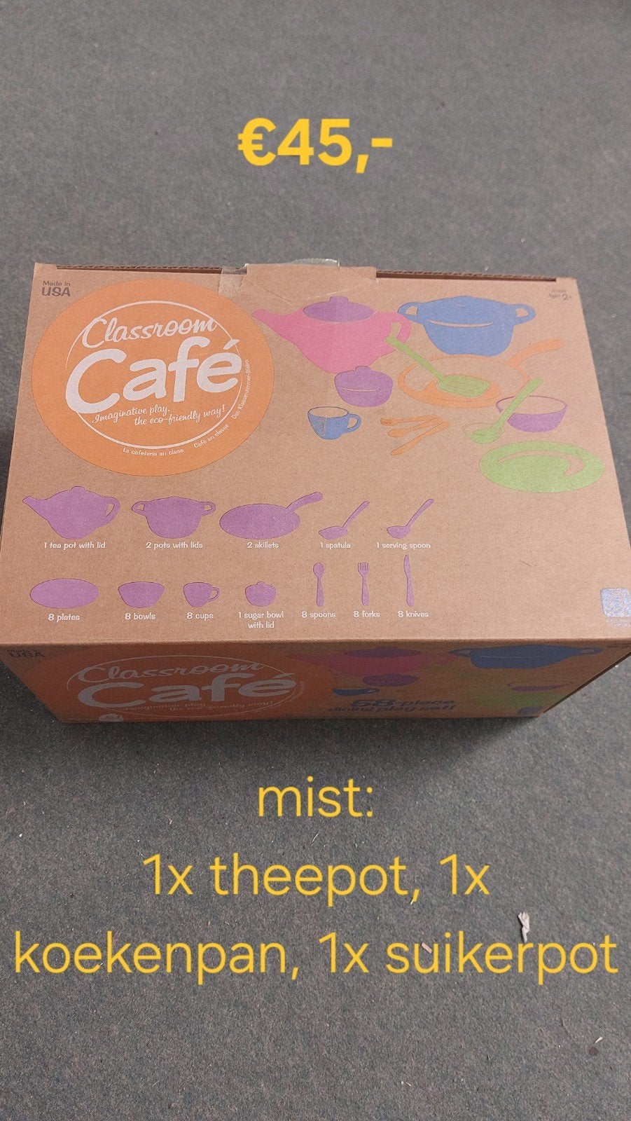 Set servies spoelkeuken Classroom Café, Ophalen of Verzenden, Zo goed als nieuw, Kunststof, Speelkeuken-accessoire