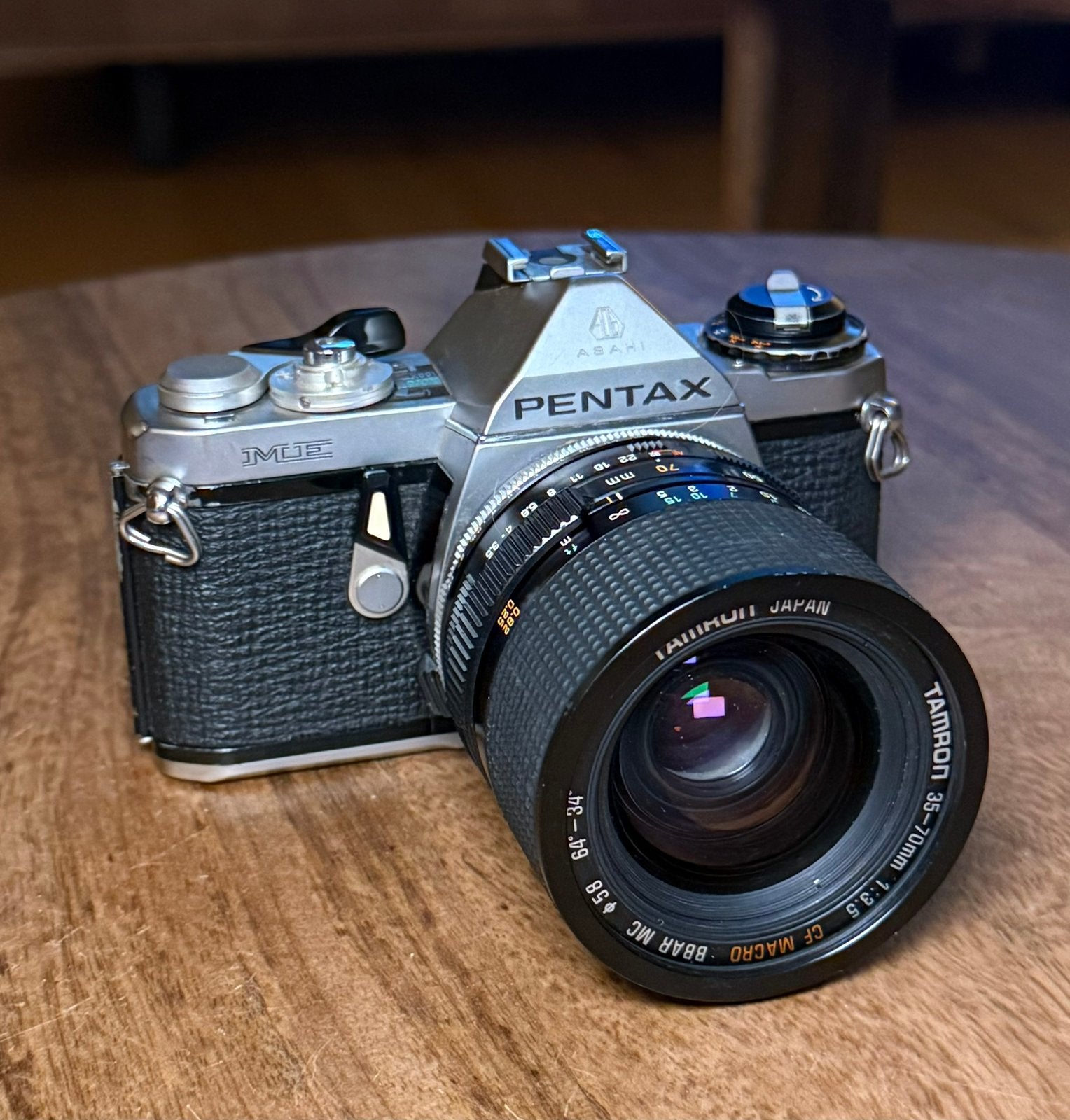 Pentax ME analoge spiegelreflex + Tamron 35-70mm Macro, Ophalen of Verzenden, Zo goed als nieuw, Spiegelreflex, Pentax