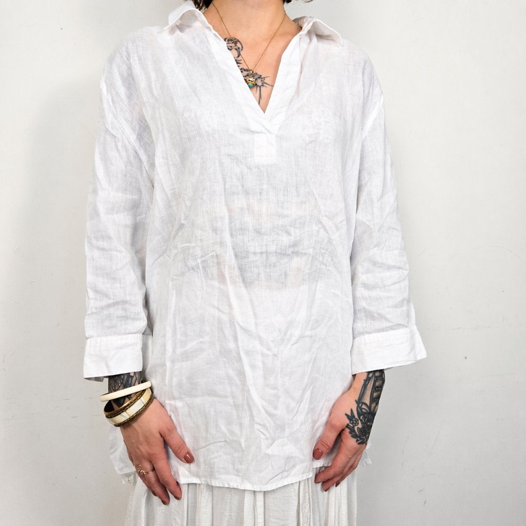 OPUS Witte Linnen Blouse Dames EU 44 / XXL, Wit, Maat 42/44 (L), Ophalen of Verzenden, Zo goed als nieuw